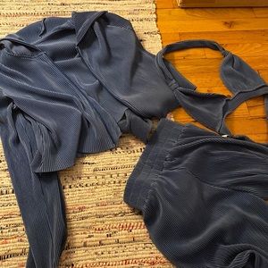 Blue sweat set with matching bra